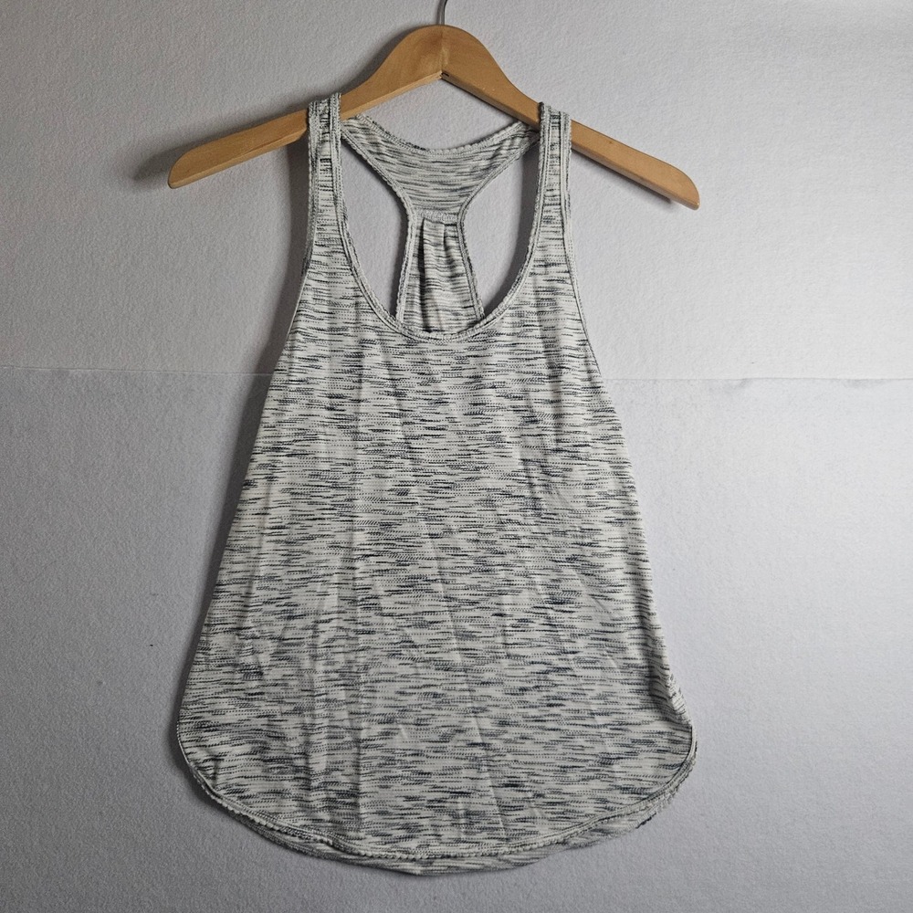 Lululemon Racerback Tank Top Grey White Space Dye Athletic Yoga Gym Shirt